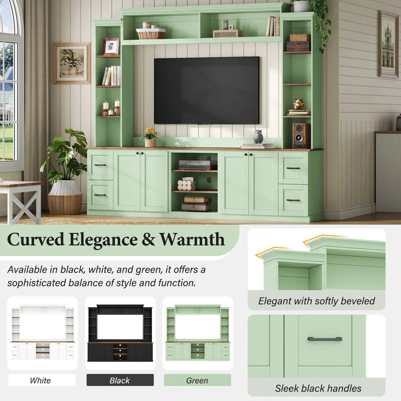 4-in-1 Entertainment Center Wall Unit with Bookshelf for TVs Up to 70" by HouseOfZazla
