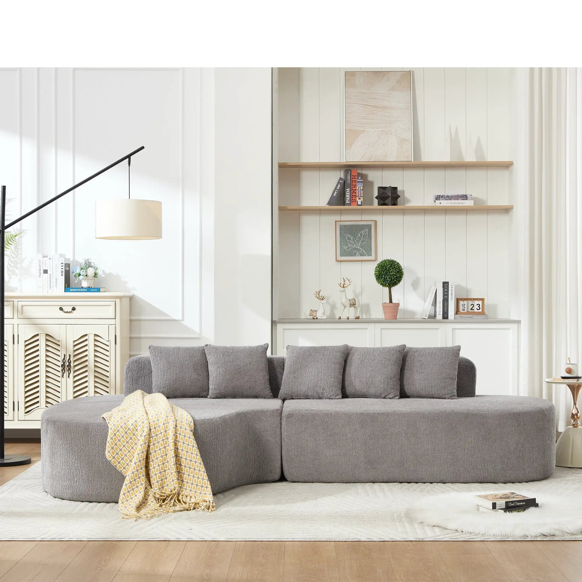 110.2" * 62" Boneless Sectional Curved Sofa with 5 Pillows by HouseOfZazla