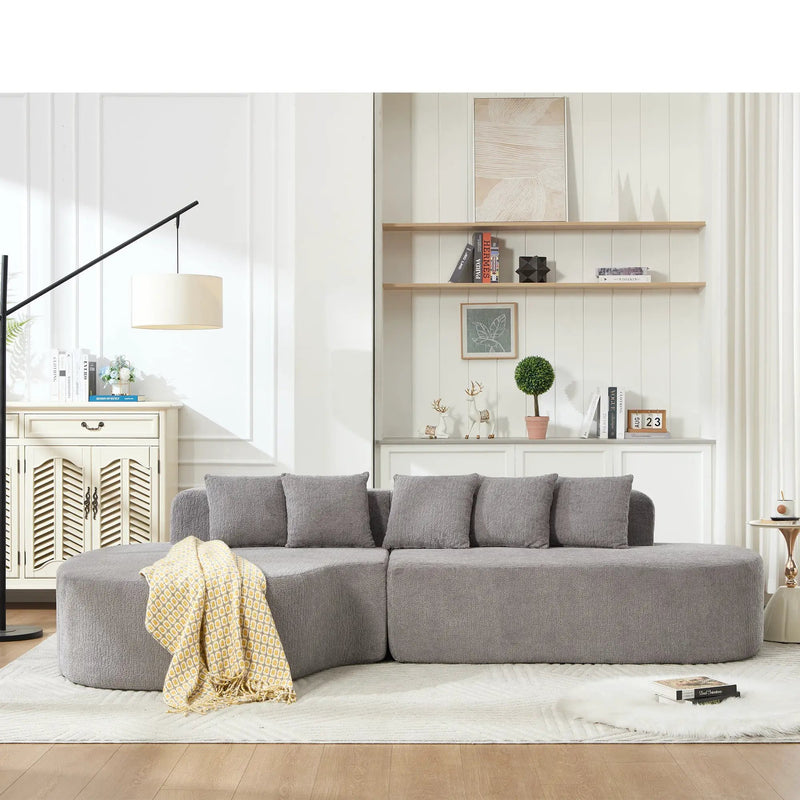 110.2" * 62" Boneless Sectional Curved Sofa with 5 Pillows by HouseOfZazla