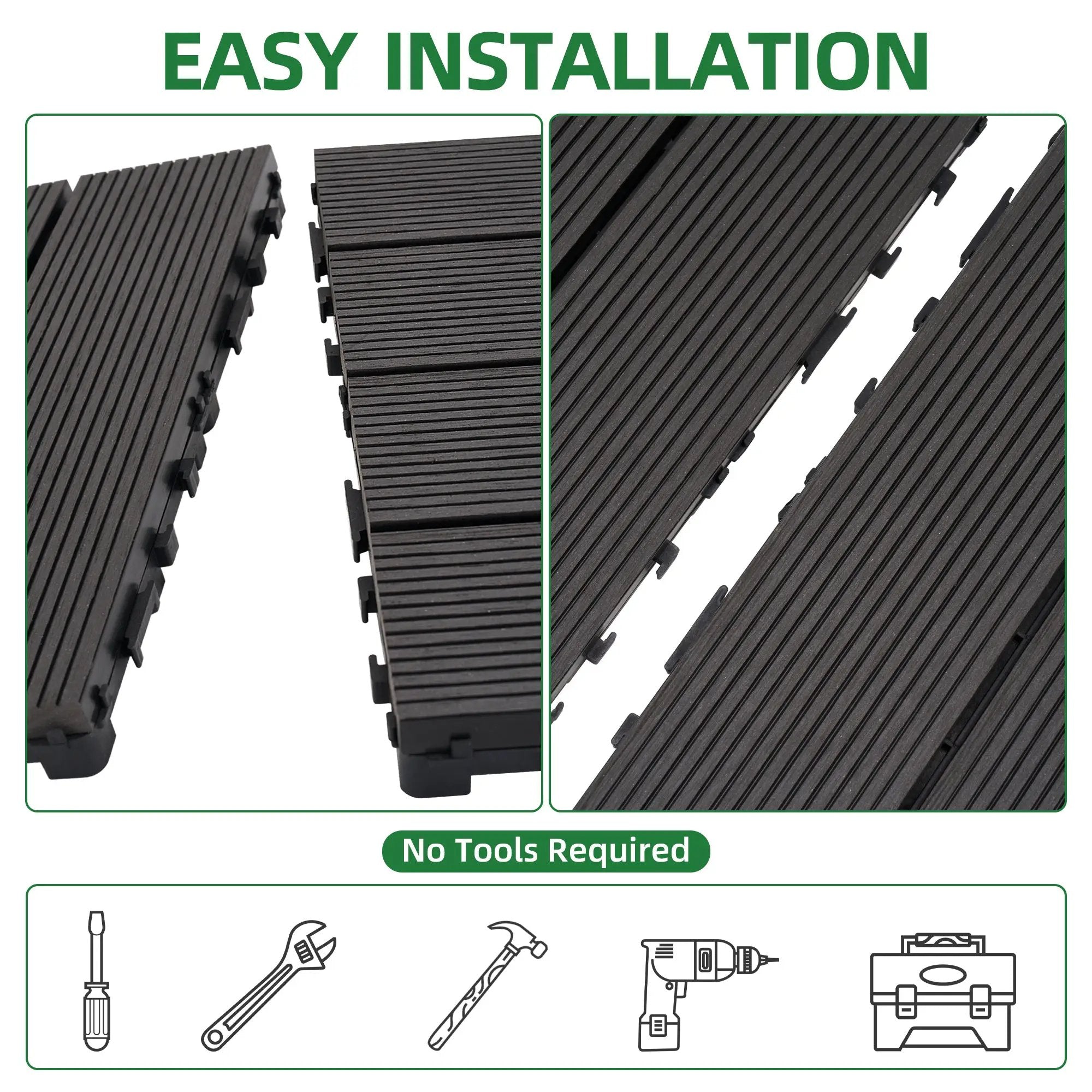 Tiles 9PCS Waterproof Outdoor and Indoor Flooring for Patio, Balcony, Porch, Backyard, Bedroom by HouseOfZazla