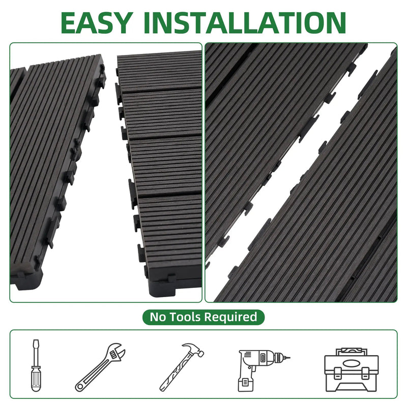 Tiles 9PCS Waterproof Outdoor and Indoor Flooring for Patio, Balcony, Porch, Backyard, Bedroom by HouseOfZazla