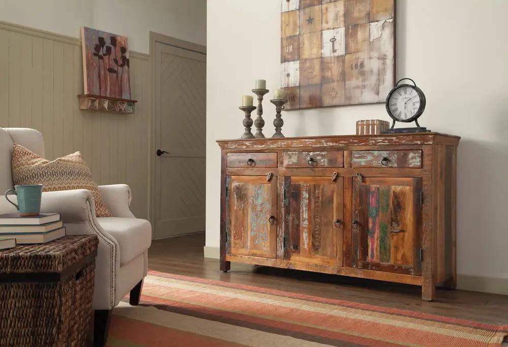 Harper 3-door Solid Reclaimed Wood Accent Cabinet Brown by Unique Piece Furniture