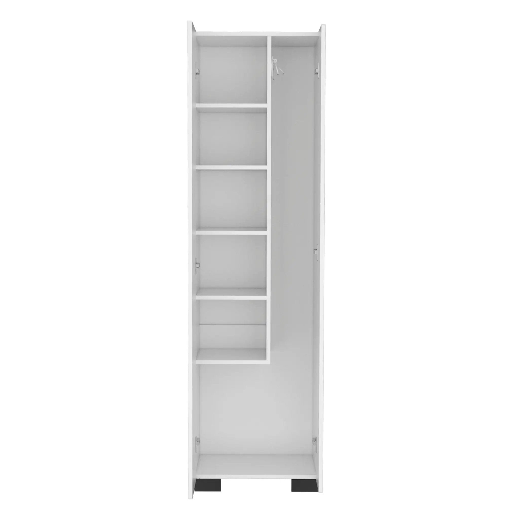Attica Broom Cabinet Double-Door Design with Inner Shelves and Side Hangers by HouseOfZazla
