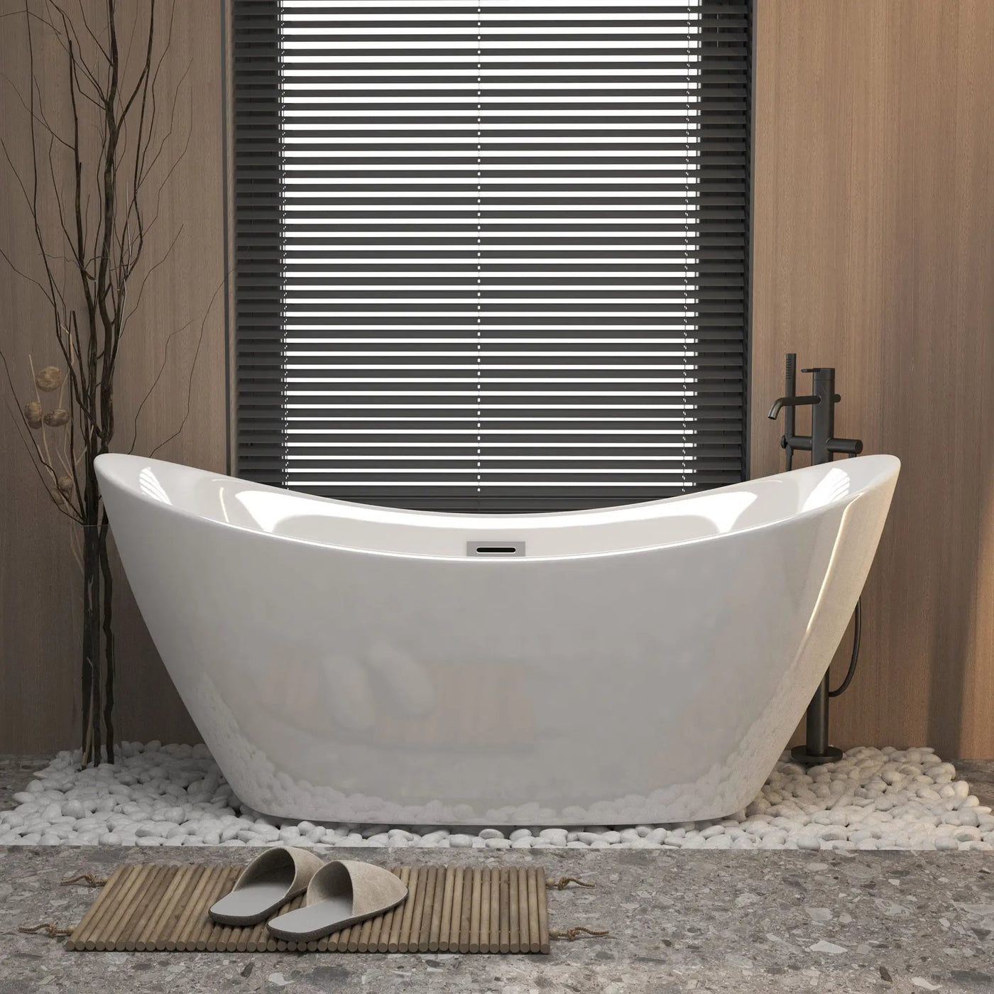 Freestanding Tub With Overflow And Pop Up Drain, Ergonomic Design by HouseOfZazla