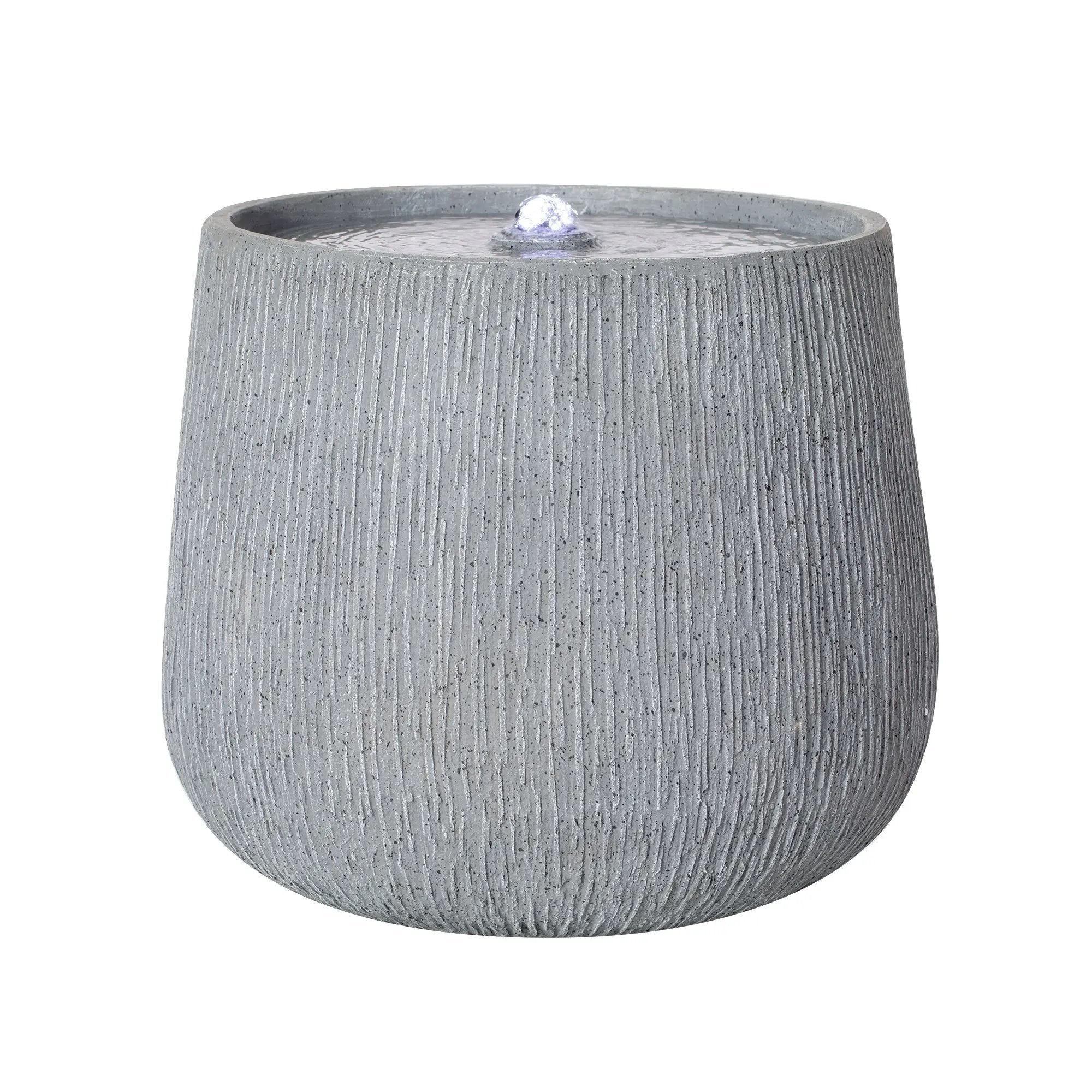 12.99" Gray Polyresin Outdoor Water Fountain with LED Light by HouseOfZazla