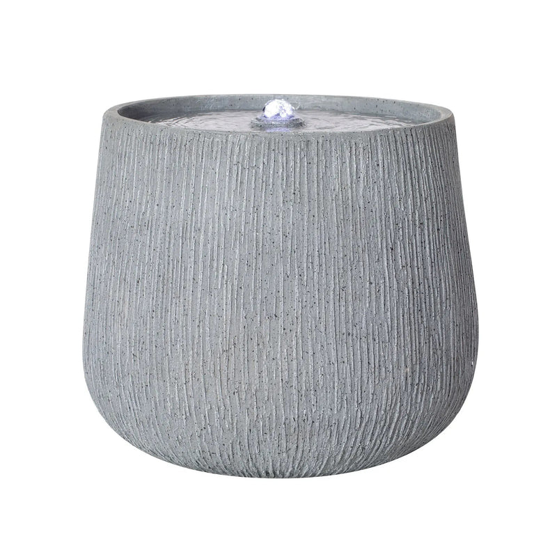 12.99" Gray Polyresin Outdoor Water Fountain with LED Light by HouseOfZazla