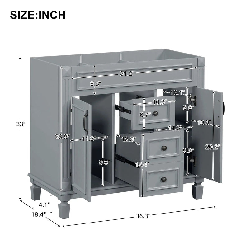 Bathroom Vanity Cabinet With 2 Soft Closing Doors And 2 Drawers by Unique Piece Furniture