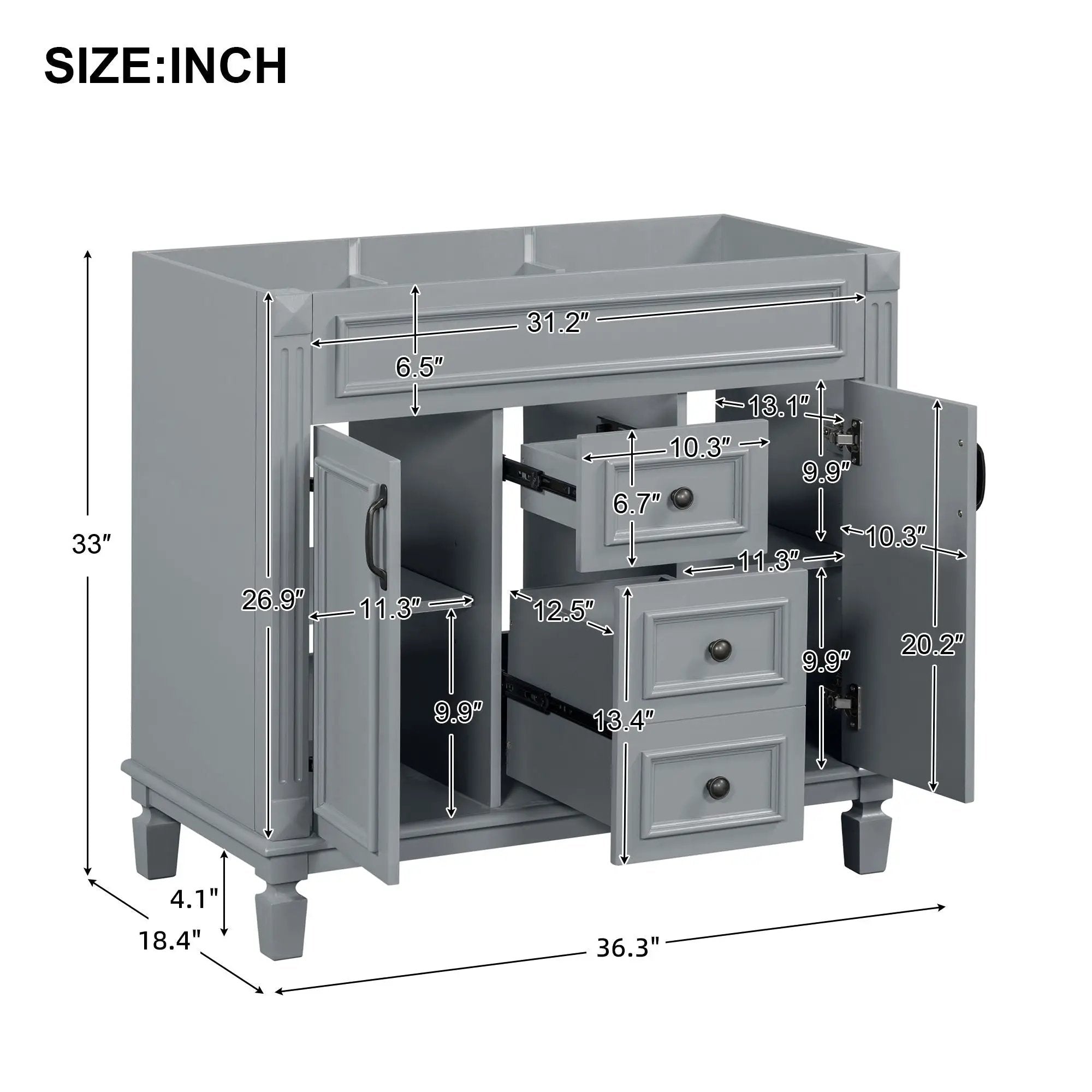 Bathroom Vanity Cabinet With 2 Soft Closing Doors And 2 Drawers by Unique Piece Furniture