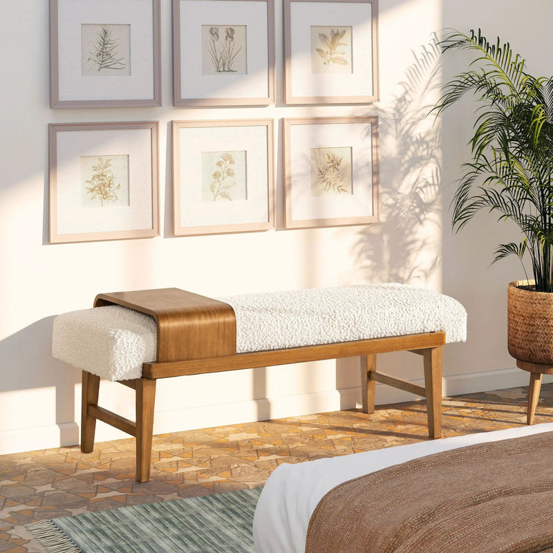 Billie - Modern Telephone Bench With Sliding Shelf - Ivory White by Unique Piece Furniture