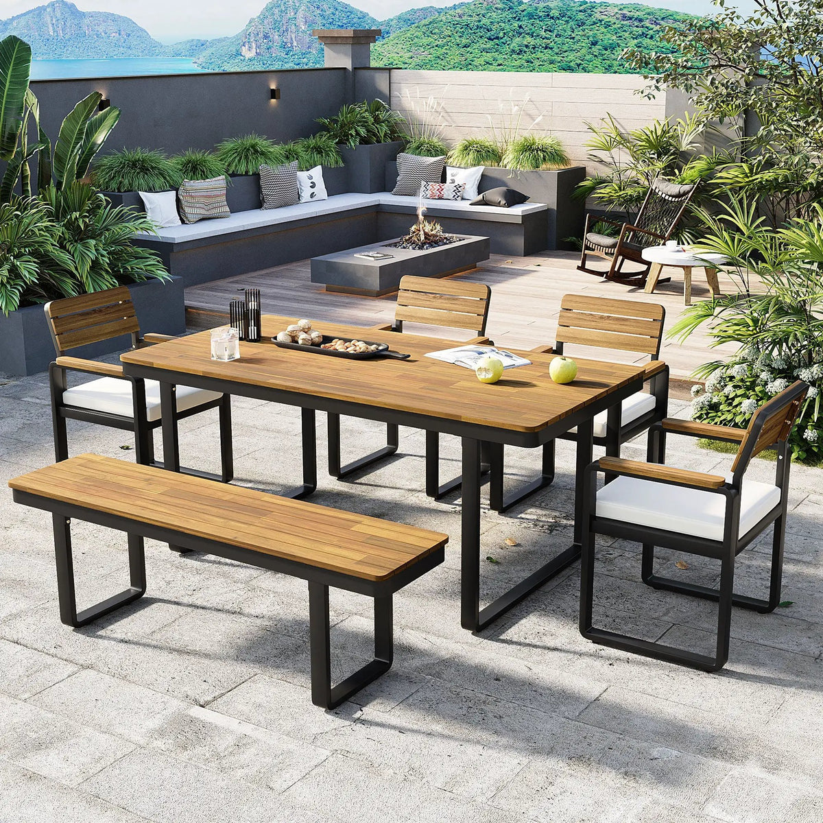 6-Piece Outdoor Dining Set with Acacia Wood by HouseOfZazla