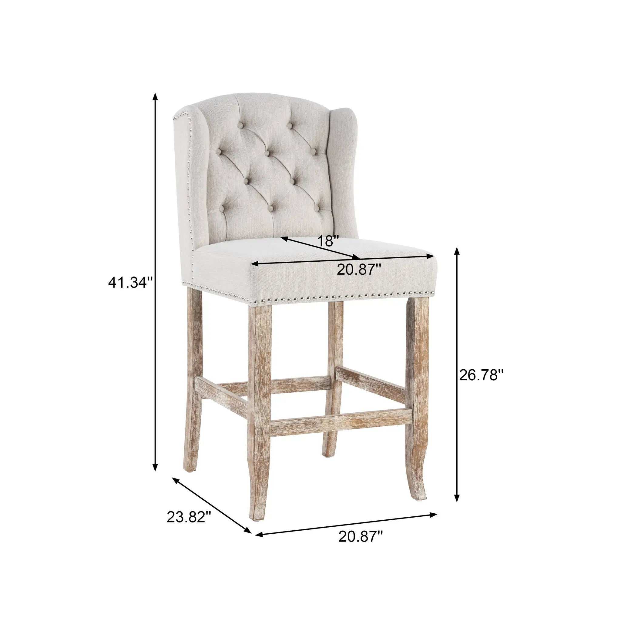 26.78'' Seat Height Vienna Contemporary Fabric Tufted Wingback Counter Stools, Set of 2 by HouseOfZazla