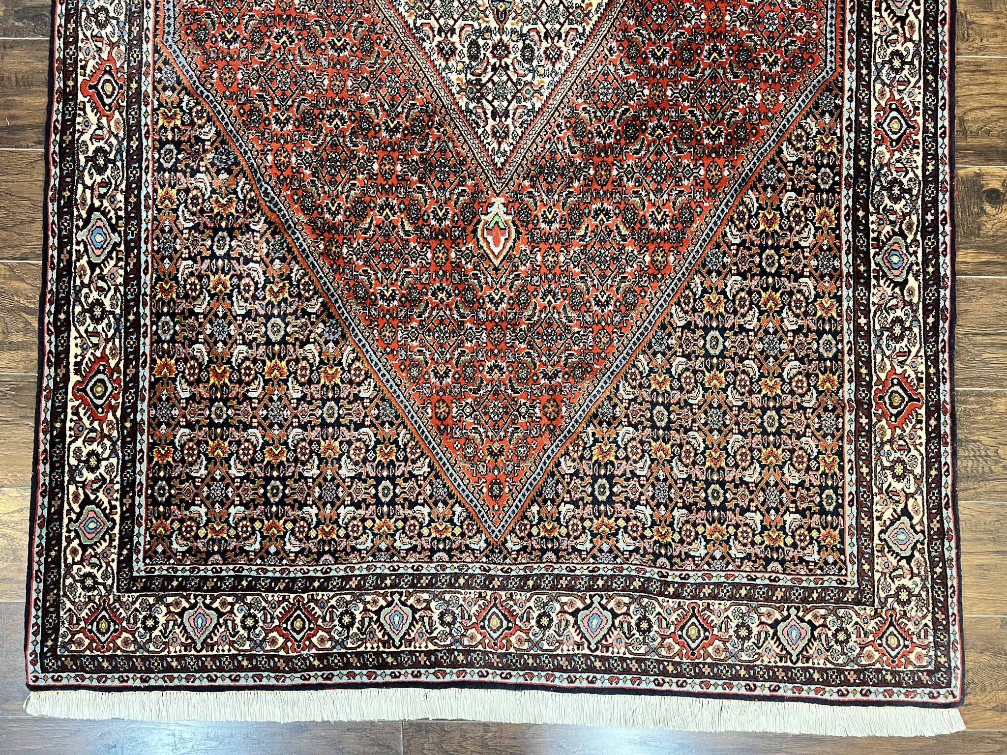 Persian Bidjar Rug 5x10, Wool Hand Knotted Vintage Carpet, Highly Detailed, Mahi Herati Pattern, 5 x 10 Oriental Rug by Jewel Rugs