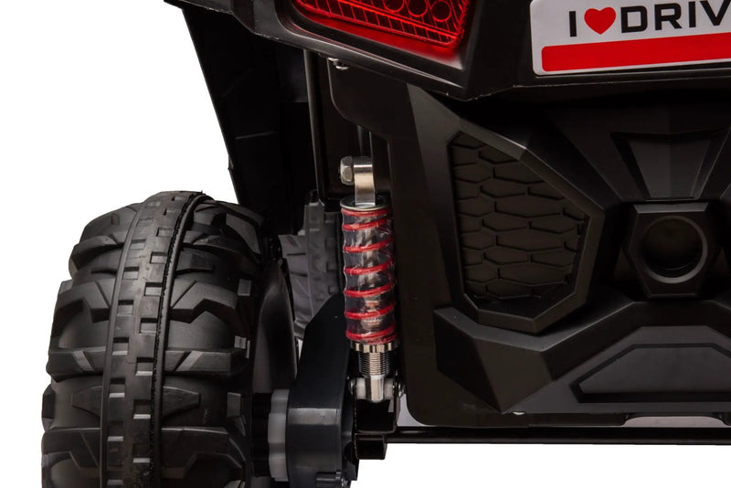 12V7A*1 30W*4 Four-Wheel Drive Seat One Button Start, Forward And Backward, High And Low Speed, Music, Front Light, Power Display, Two Doors Can Open, 2.4G R / C, Seat Belt Four Wheel Absorber by HouseOfZazla