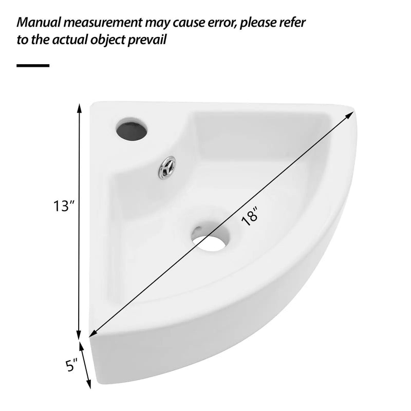 Triangle Porcelain Wall Mount Vessel Sink With Single Faucet Hole & Overflow by HouseOfZazla
