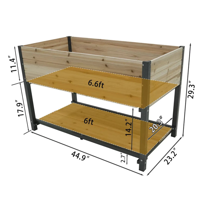 45" Iron-Wood Combined Growing Beds With Feet and Storage Racks by HouseOfZazla