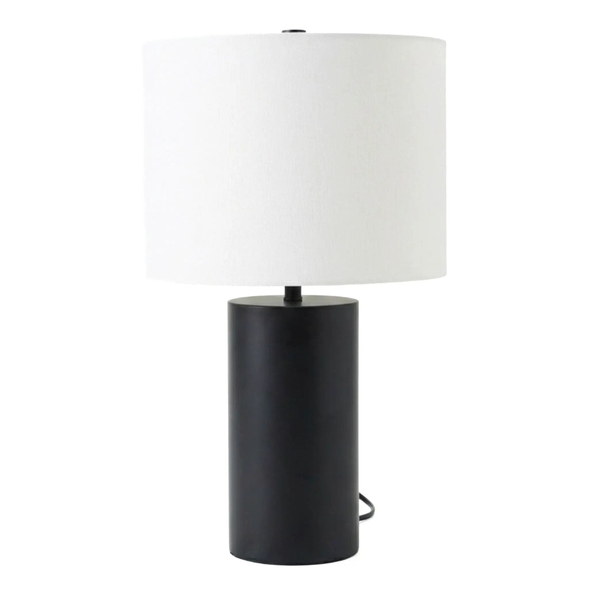 Aura - Table Lamp With On / Off Switch Block Base - Black / White by Unique Piece Furniture