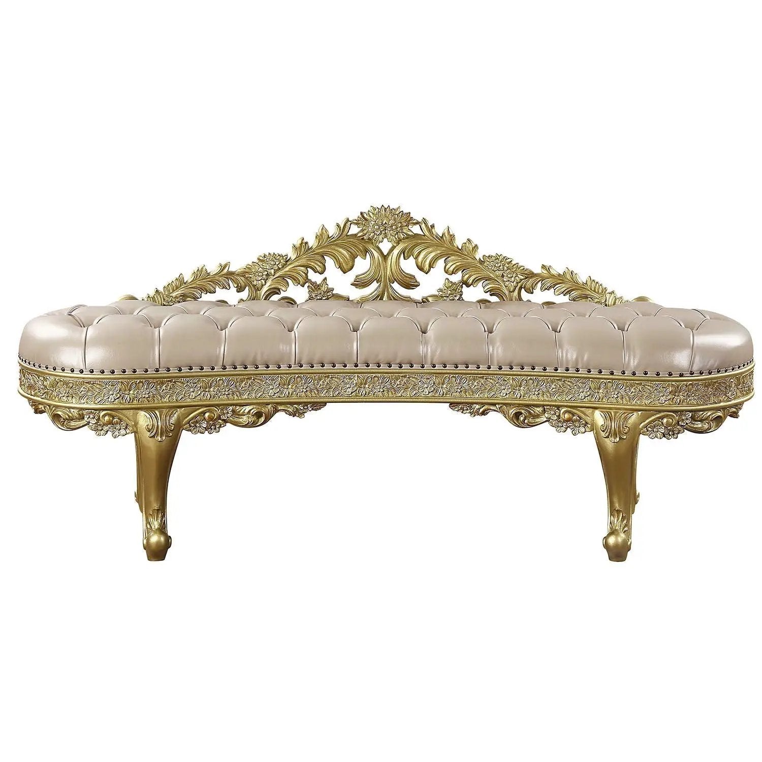 Cabriole - Synthetic Leather Bench - Gold by HouseOfZazla