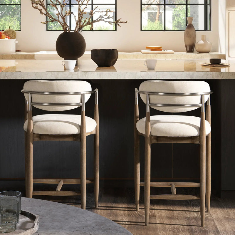 Artemis - Mixed Material Upholstered Counter Stool - Warm White by Unique Piece Furniture