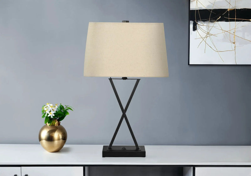Lighting, Table Lamp, USB Port Included, Resin, Transitional - Black by HouseOfZazla