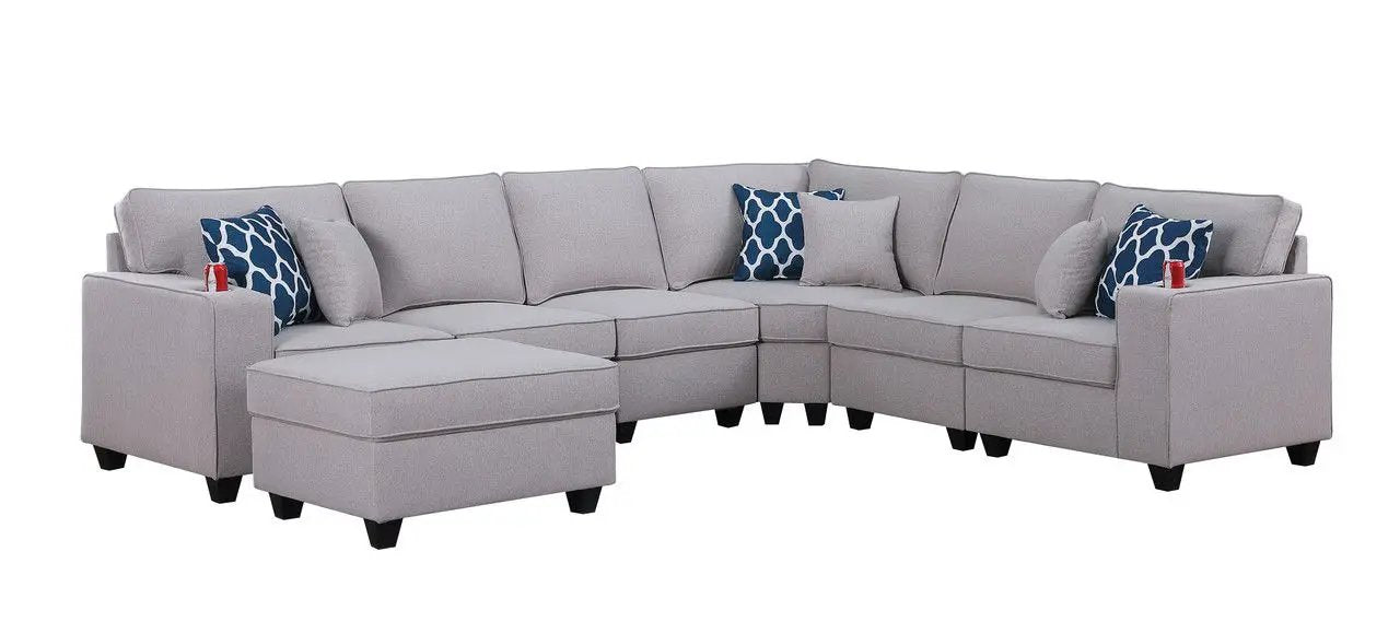 Cooper - Comfort Sectional Sofa With Ottomans And Cupholder by HouseOfZazla