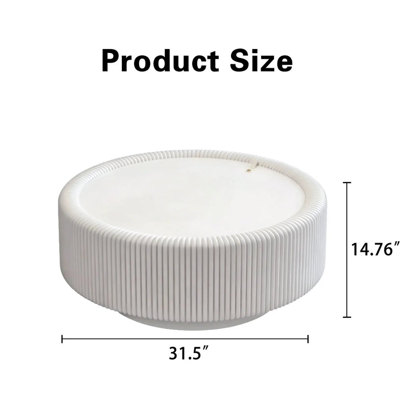 White Round Fluted Coffee Table with Hidden Storage by HouseOfZazla