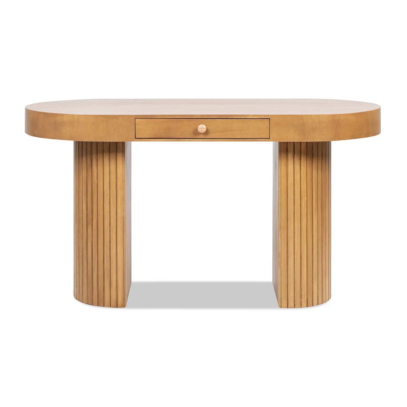 Jesse - Single Drawer Fluted Oval Console Desk - Honey Brown by Unique Piece Furniture