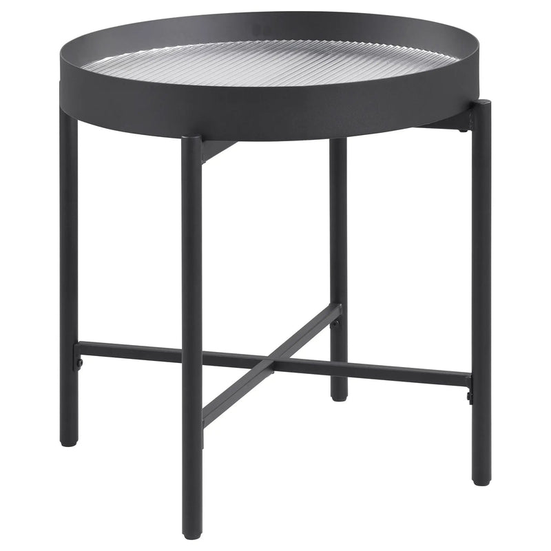 Ozella 3-piece Round Coffee and End Table Set Sandy Black by Unique Piece Furniture