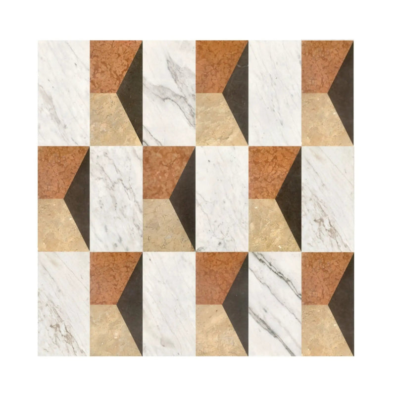 Waterjet Marble 4 Color Marble For Floor And Wall Polished Marble Tile Stone 1 Box Each Pattern 2 Pieces - White / Multi by HouseOfZazla