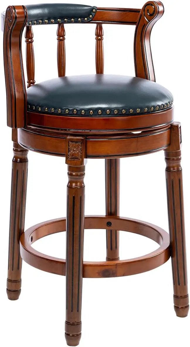 Swivel Cow Top Wooden Bar Stool, 360 Degree Swivel Bar Height Chair With Backs For Home Kitchen Counter by Unique Piece Furniture