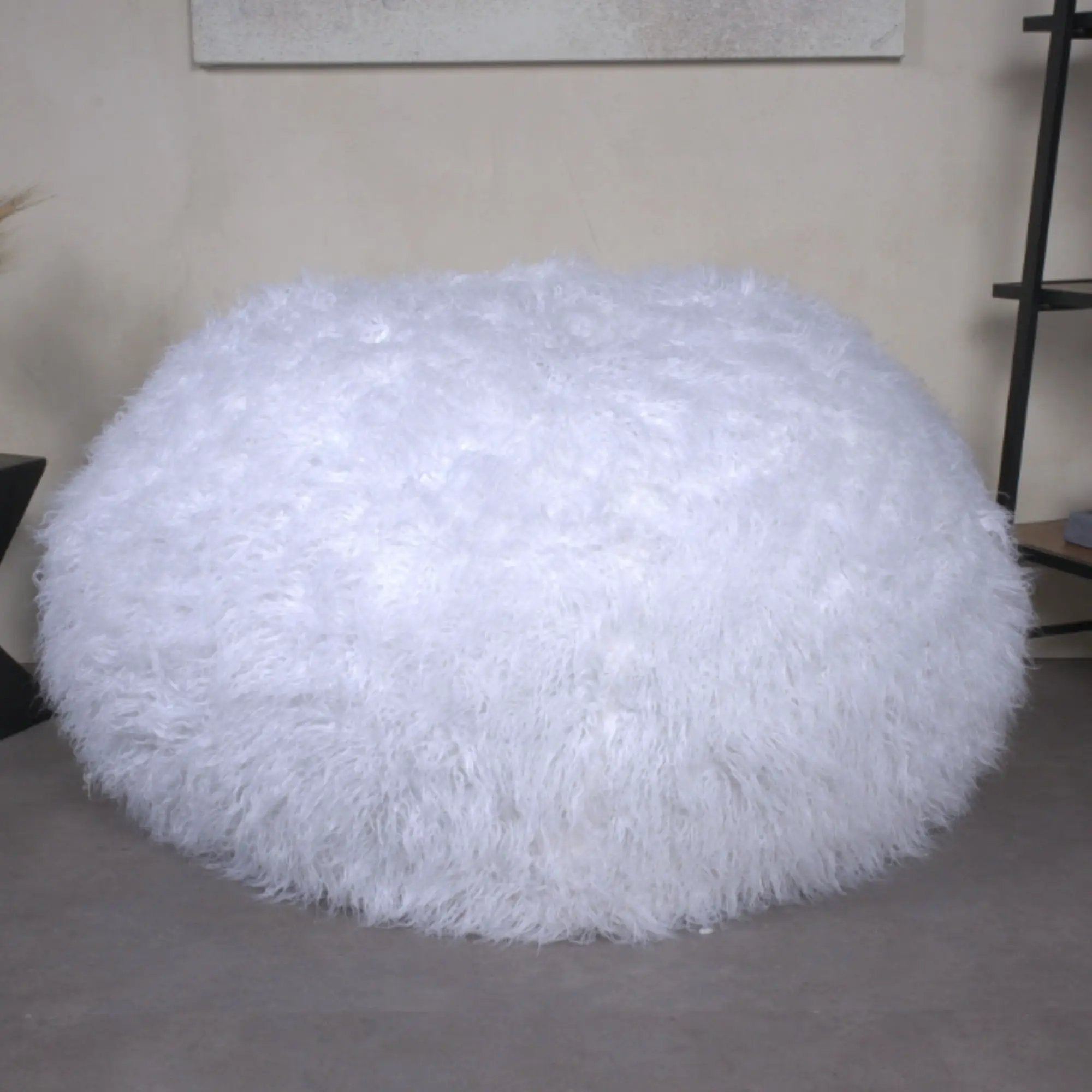 Mahin - Rounded 5 Foot Bean Bag Cozy Modern Design - White by Unique Piece Furniture