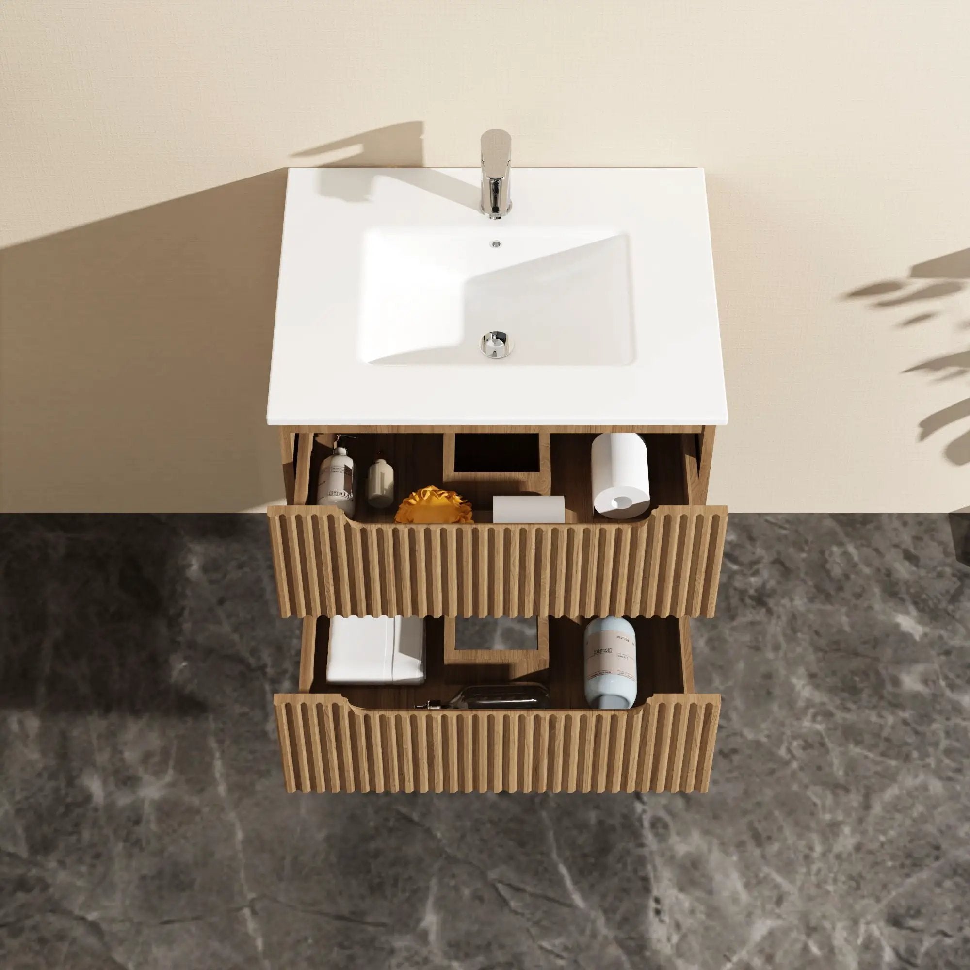 24" Wall Mount Bathroom Vanity Cabinet Floating (Cabinet Only) - Walnut by Unique Piece Furniture