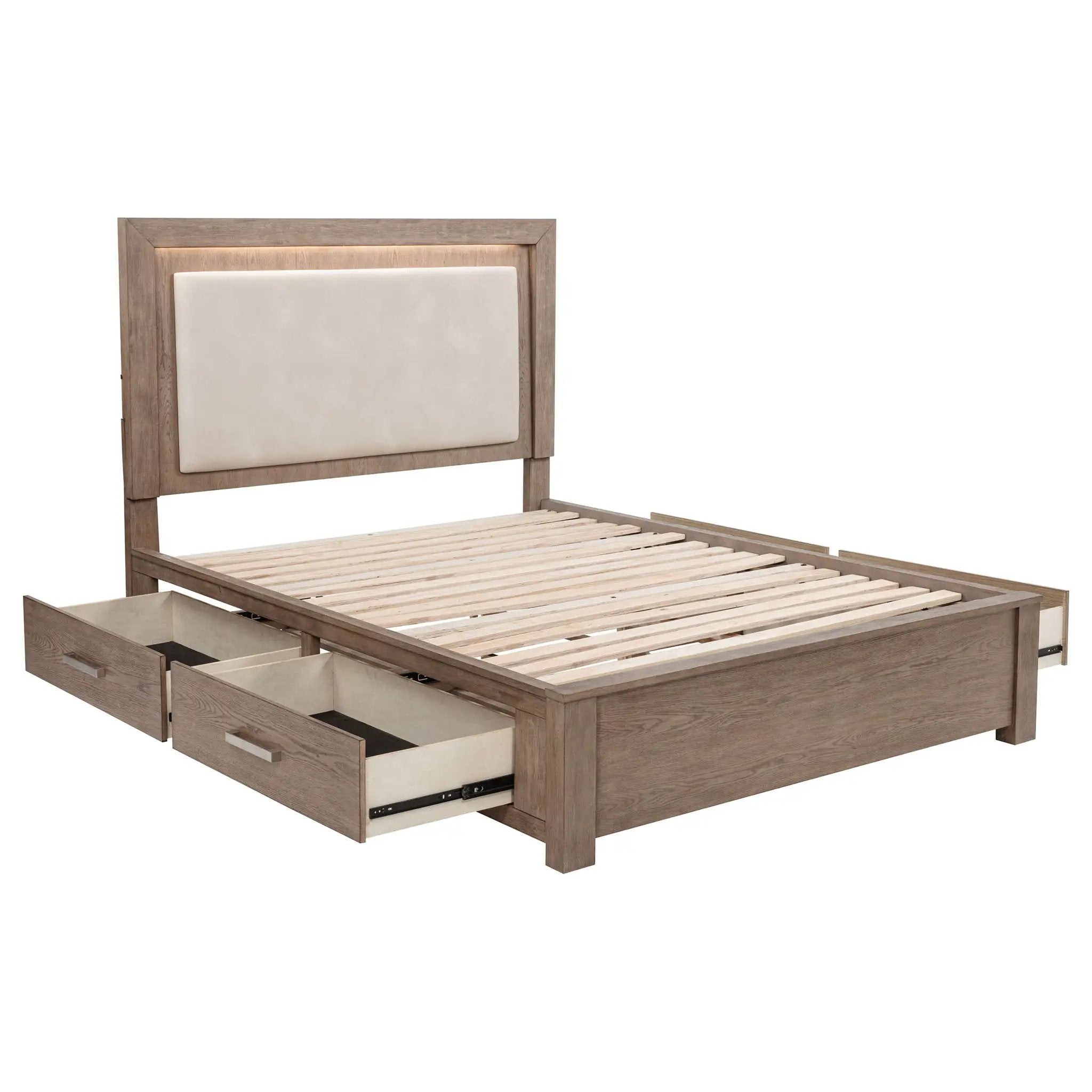 Kenora 56-inch Queen LED Storage Bed Barley Brown by Unique Piece Furniture