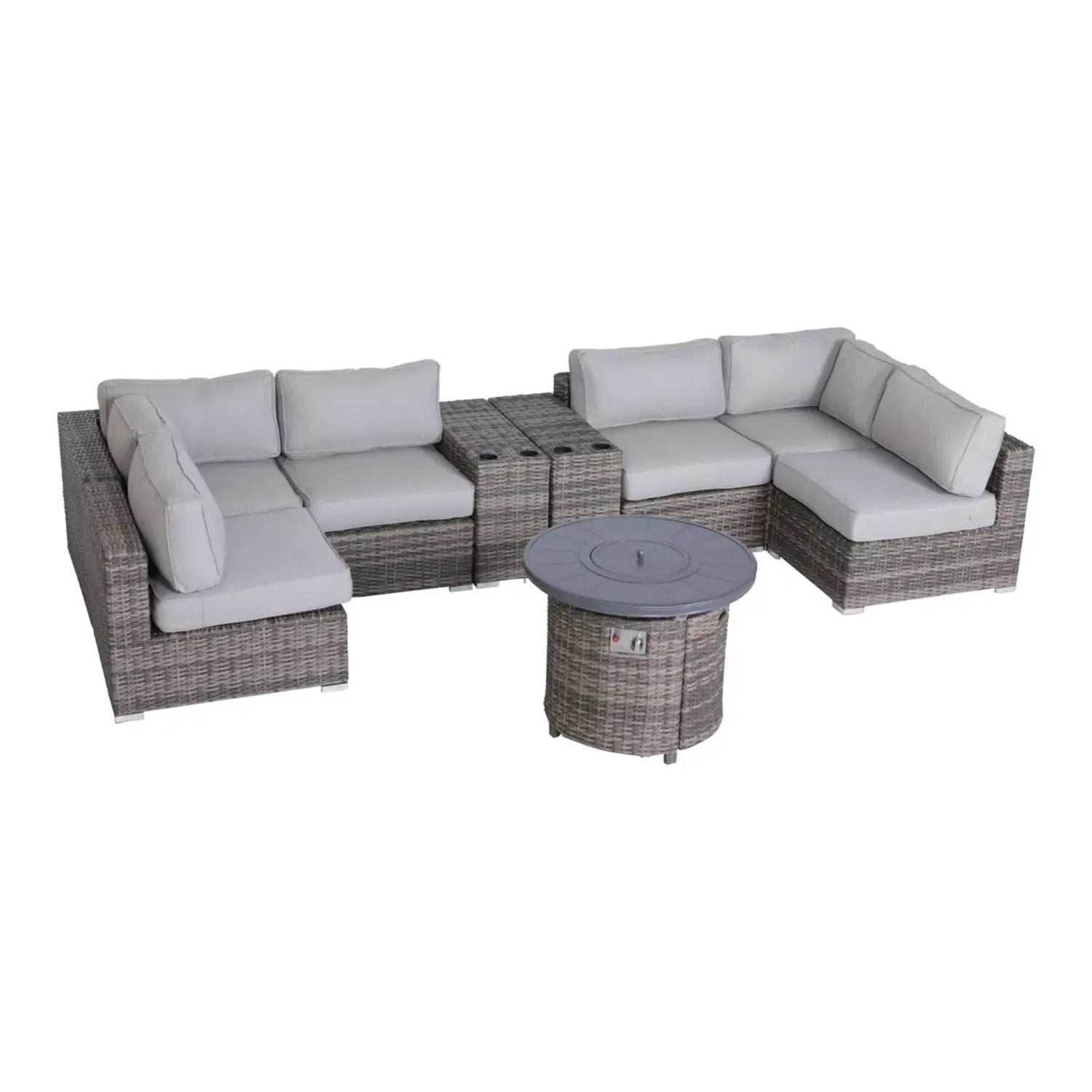Wicker Outdoor Lounge Set With Cushions And Fire Pit by Unique Piece Furniture
