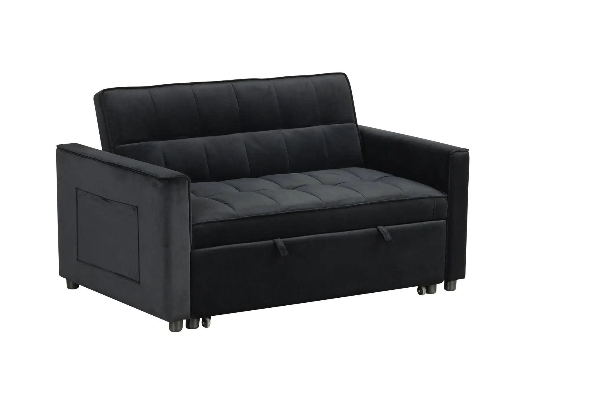 Maeve - Convertible Sleeper Loveseat With Tufting and Side Pocket - Black by Unique Piece Furniture