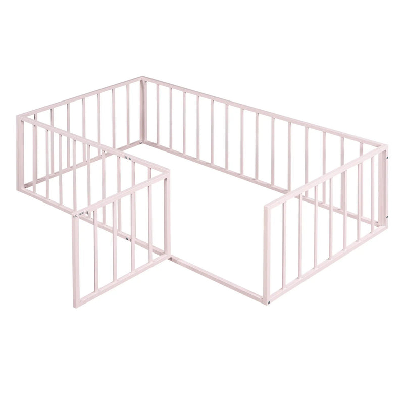 Metal Floor Bed Frame With Fence And Door by Unique Piece Furniture