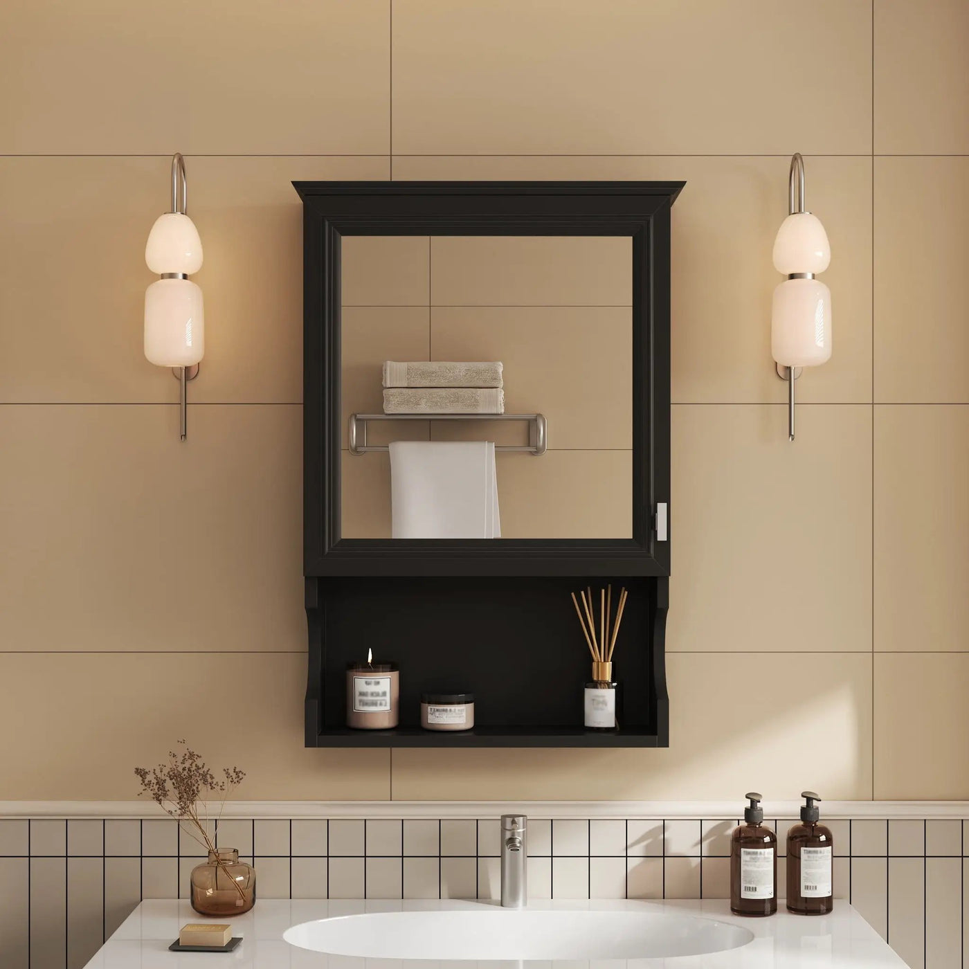 Wall Mounted Bathroom Storage Cabinet With Mirror, Soft Closing Hinges by Unique Piece Furniture