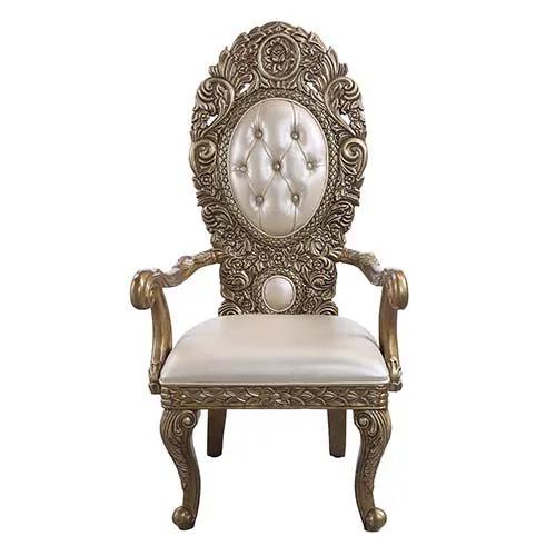 Constantine - Arm Chair (Set of 2) - Synthetic Leather , Brown & Gold by Unique Piece Furniture