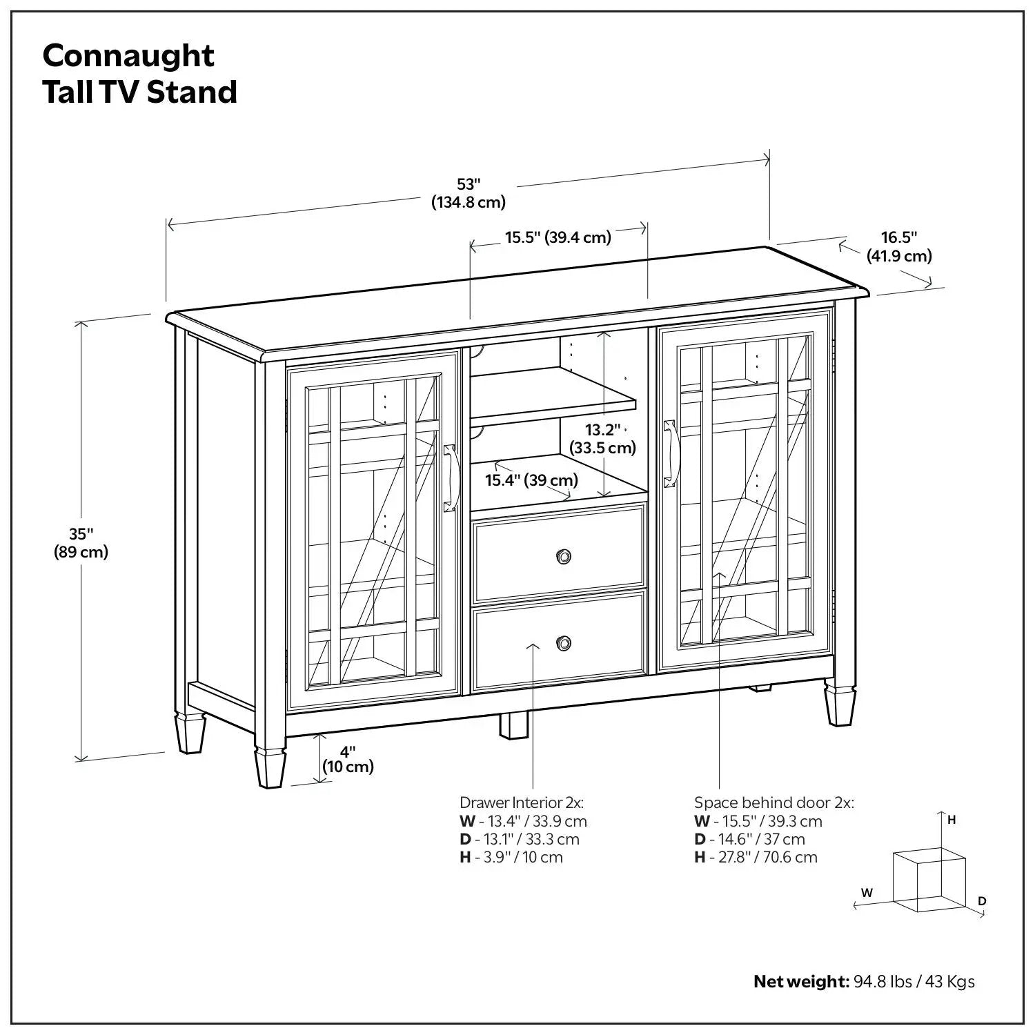 Connaught - Tall TV Stand - Brown by HouseOfZazla