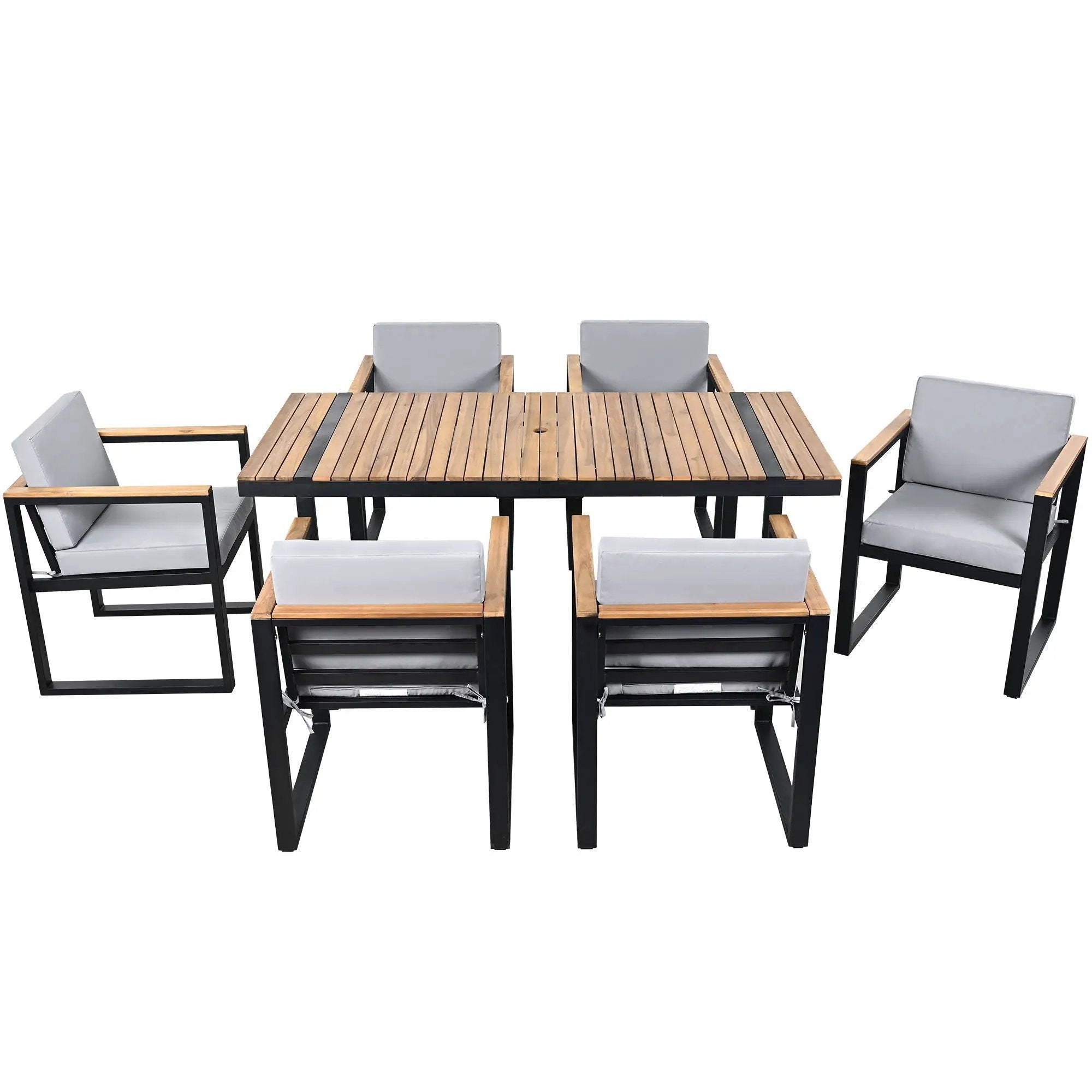 7 Pieces Outdoor Dining Set Patio Dining Table And Chair Set With And Removable Cushions For Patio by HouseOfZazla