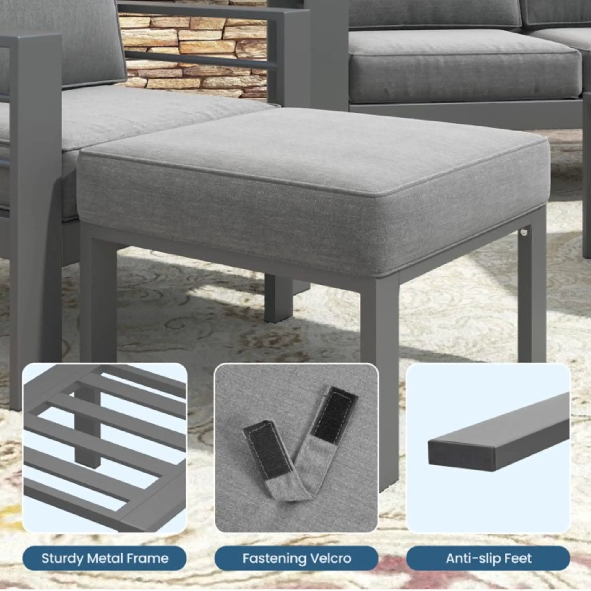 All-Weather Patio Ottomans With Thick Cushions (Set of 2) by HouseOfZazla