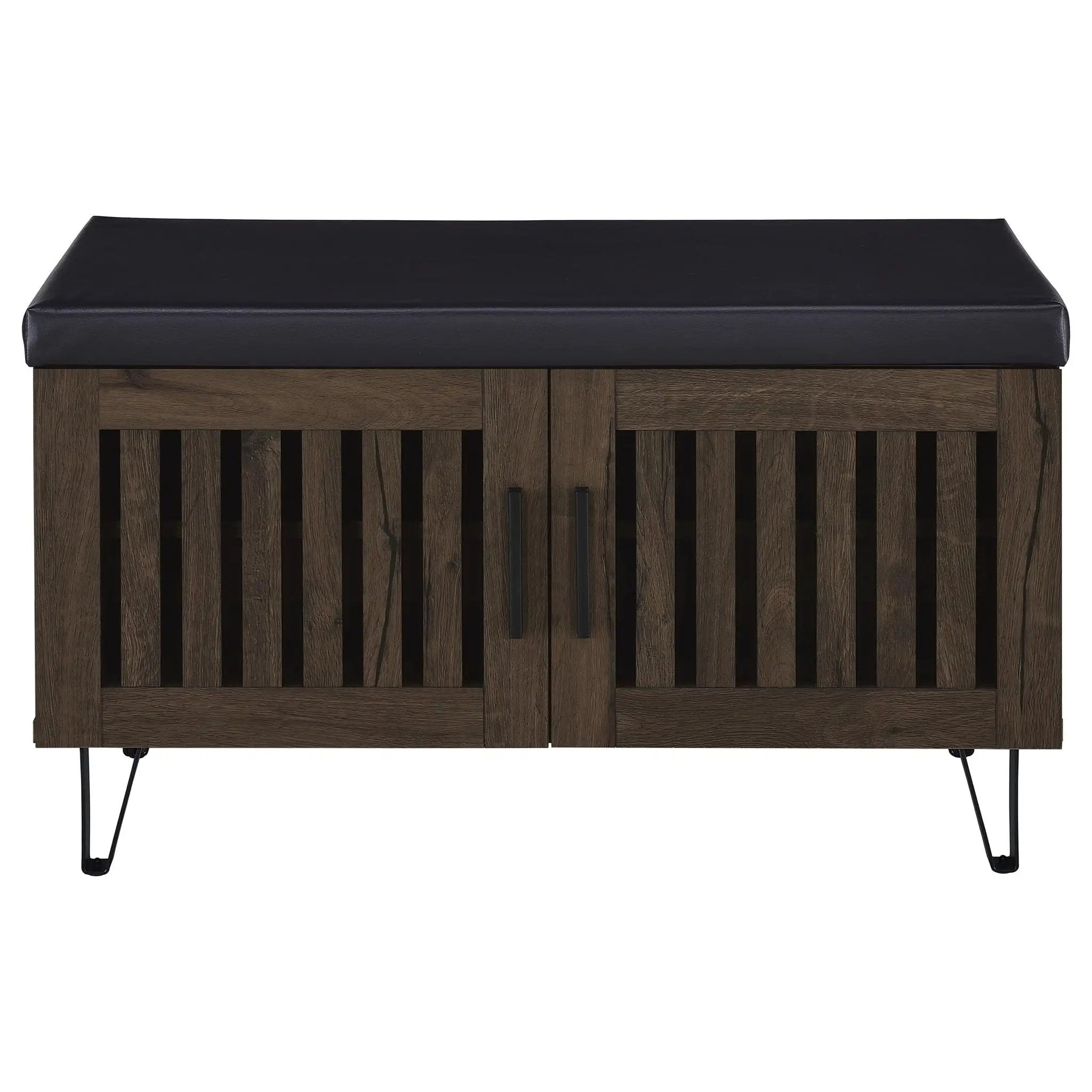 Brixton 2-door Padded Entryway Shoe Storage Bench Smoked Oak by Unique Piece Furniture
