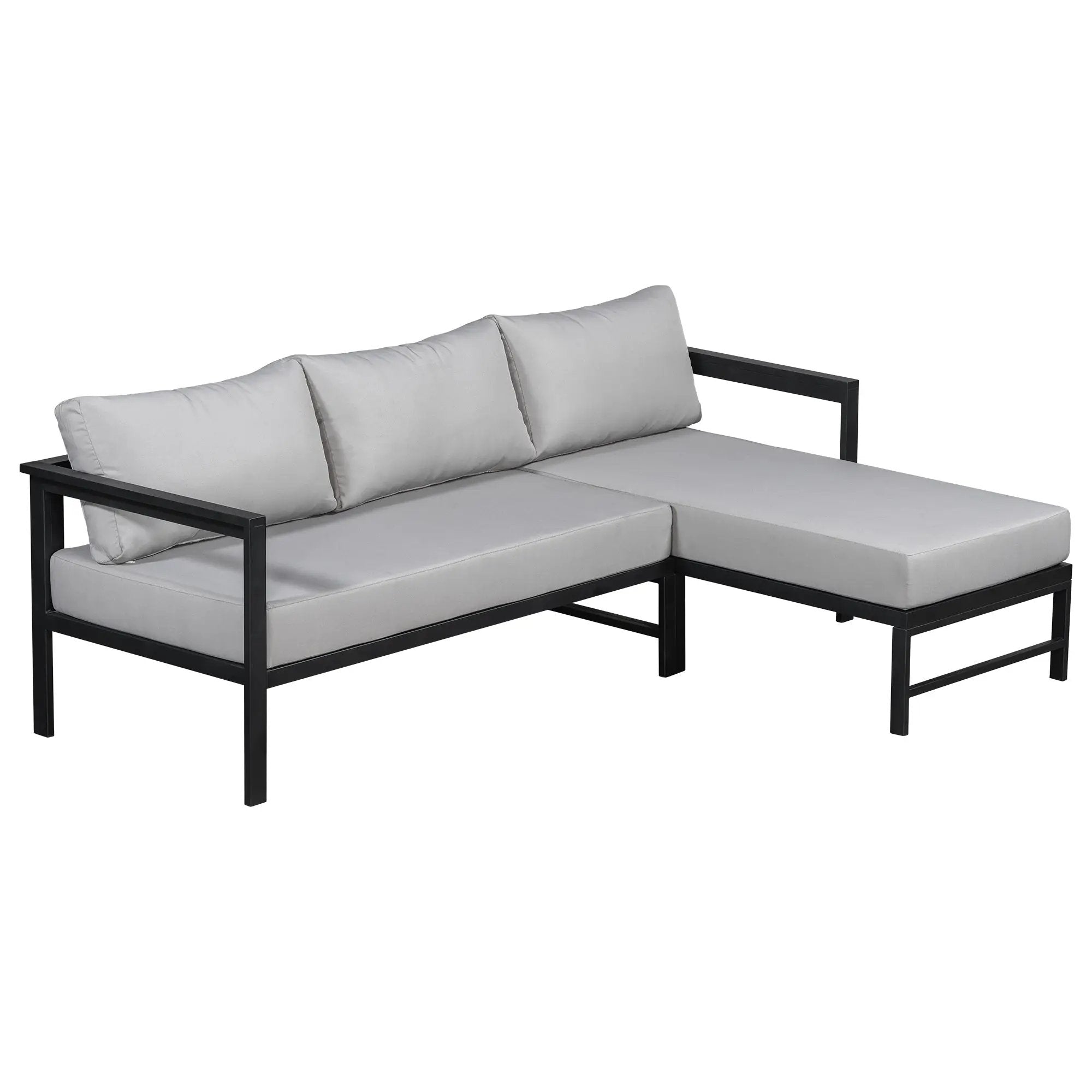 U_style Outdoor L-Shaped Sofa with Iron Frame and Ultra-Thick Cushions by HouseOfZazla