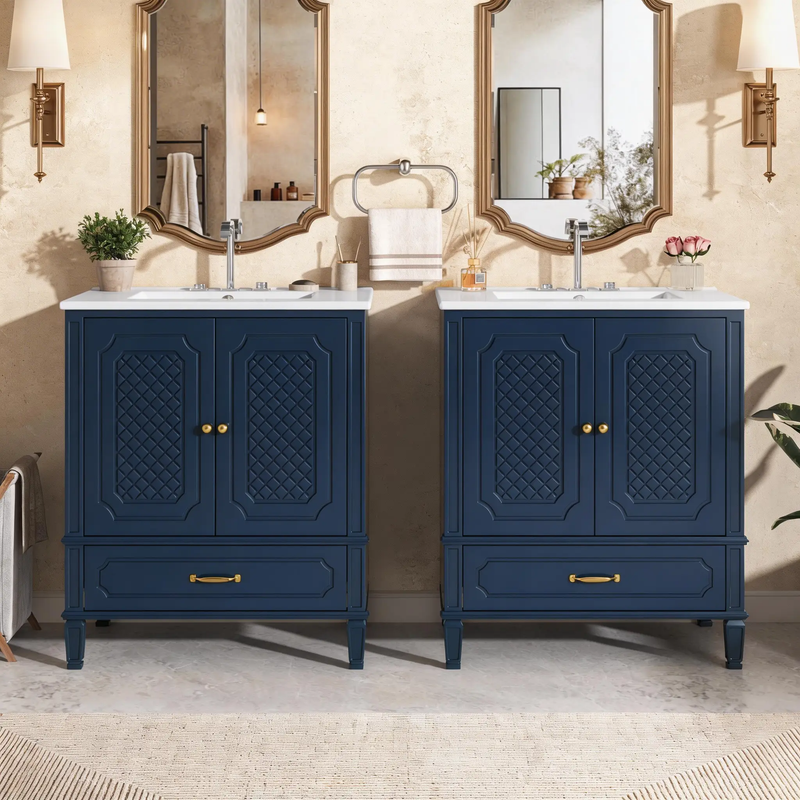 60" Bathroom Vanity with Double Sink Combo Set by HouseOfZazla