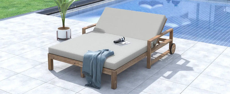TREXM 1-Piece Farmhouse Wooden Outdoor Sunbed for 2 People by HouseOfZazla