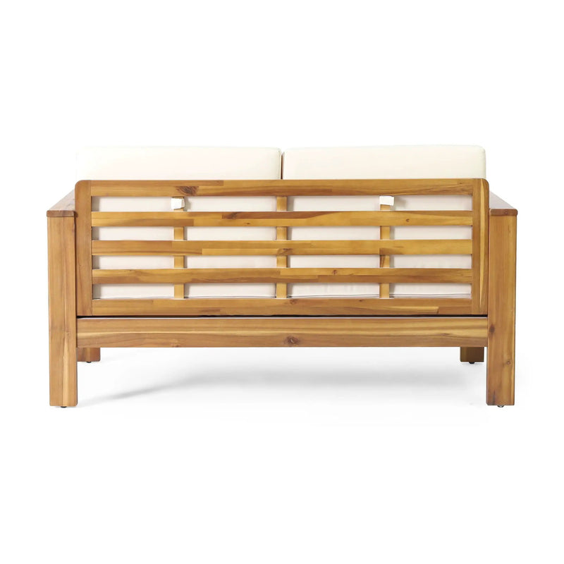 Acacia Wood Loveseat And Coffee Table Set With Cushions by HouseOfZazla