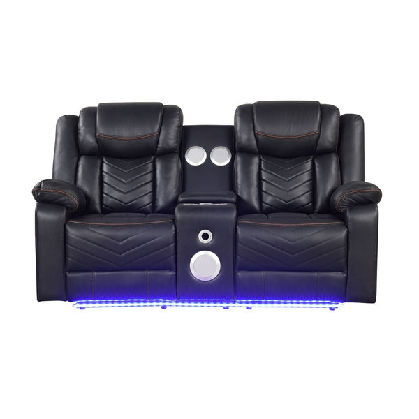 Challenger LED Power Recliner Loveseat With Console