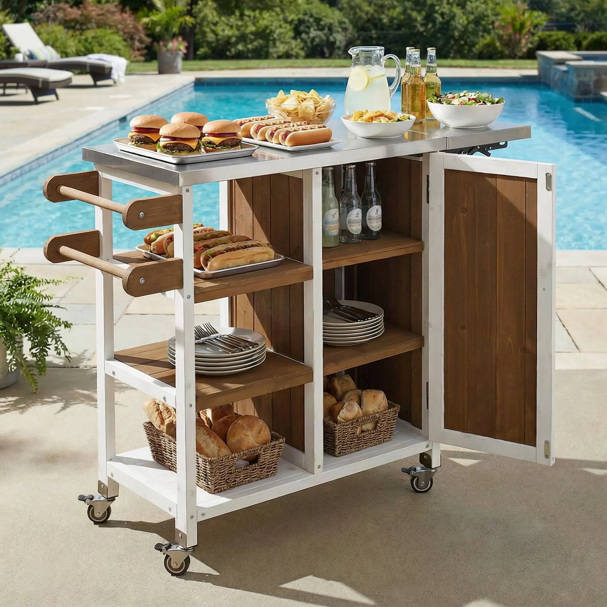 Foldable Outdoor Kitchen Island Patio Prep Station by HouseOfZazla