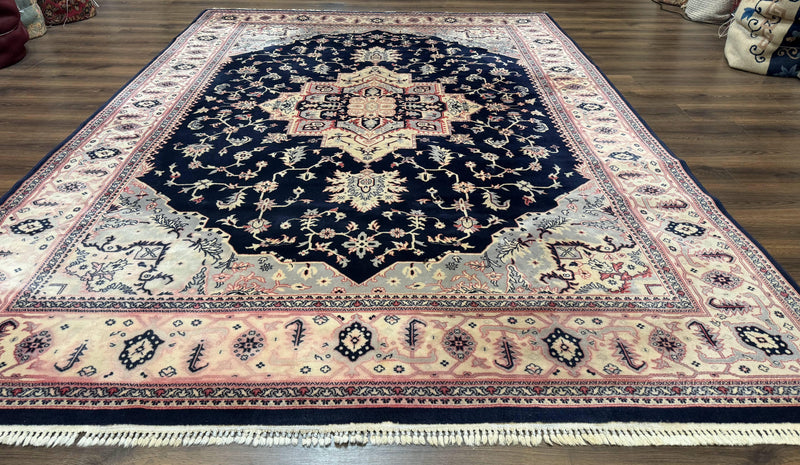 Karastan Rug 8x11 Navy Serapi, Kara Shah Rug, Navy Blue, Vintage Karastan Area Rug Wool Pile Karastan Rug by Jewel Rugs