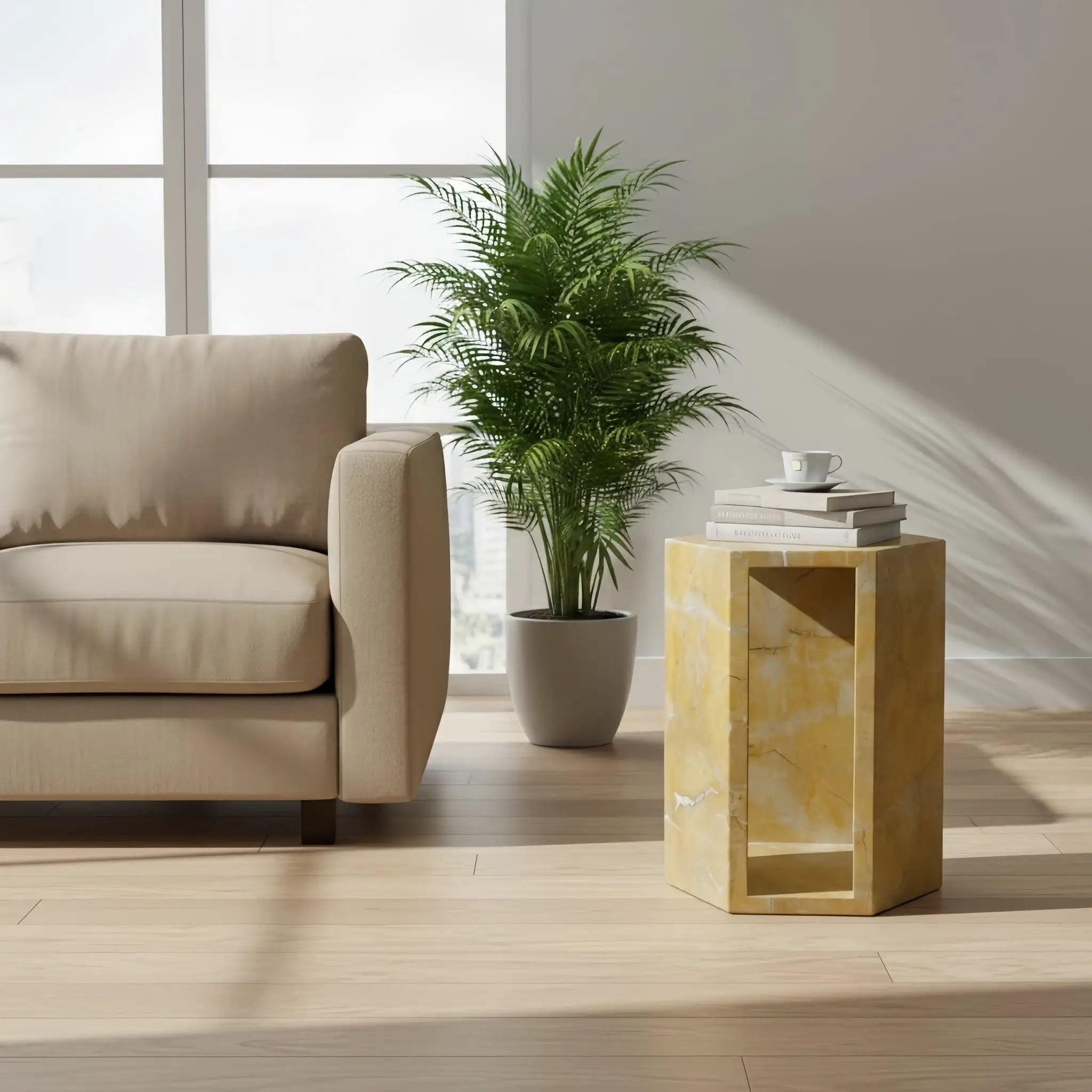 Modern Minimalist Hexagon Side Table by Unique Piece Furniture