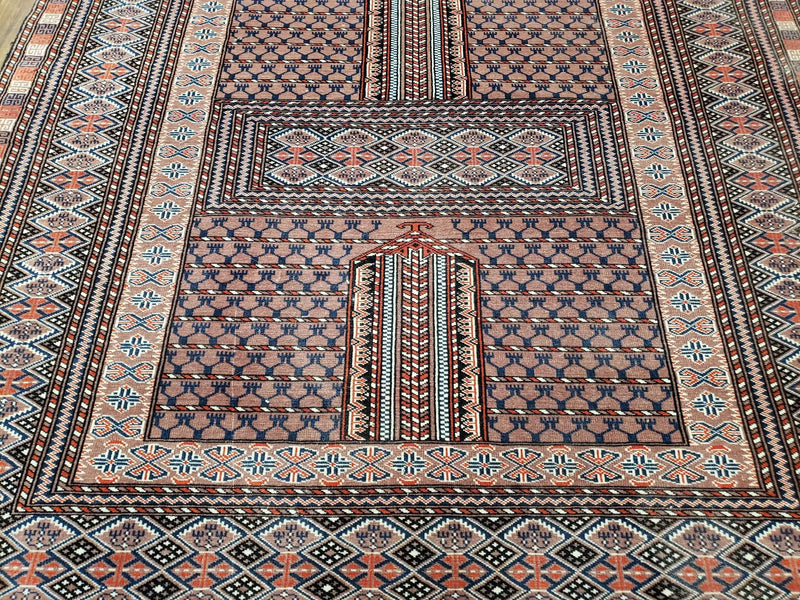 Vintage Turkoman Bokhara Rug 4x6, Four Seasons Pakistan Bukhara Turkmen Engsi Yamud Carpet, Fine Tribal Rug, Wool, Hand-Knotted, Brown, Nice by Jewel Rugs